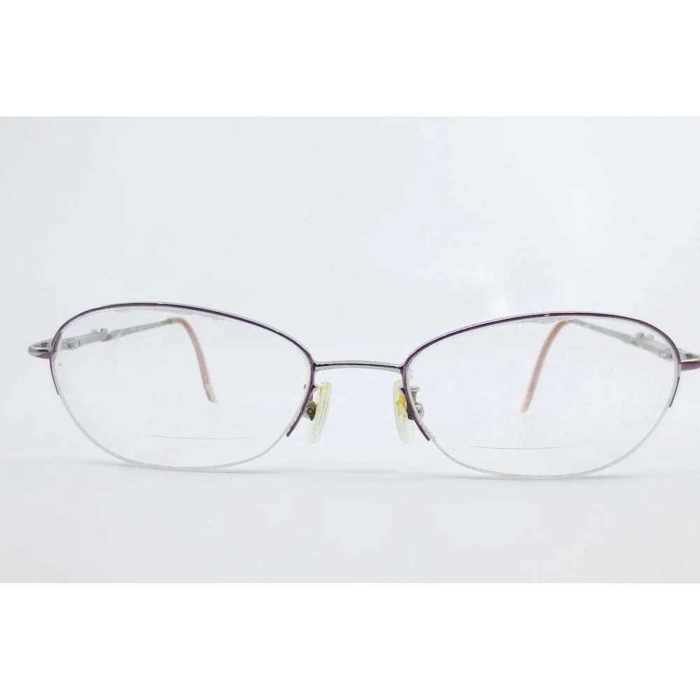 L'Amy L Accent 306 Eyeglasses Purple Silver Oval Semi-Rimless Frames France